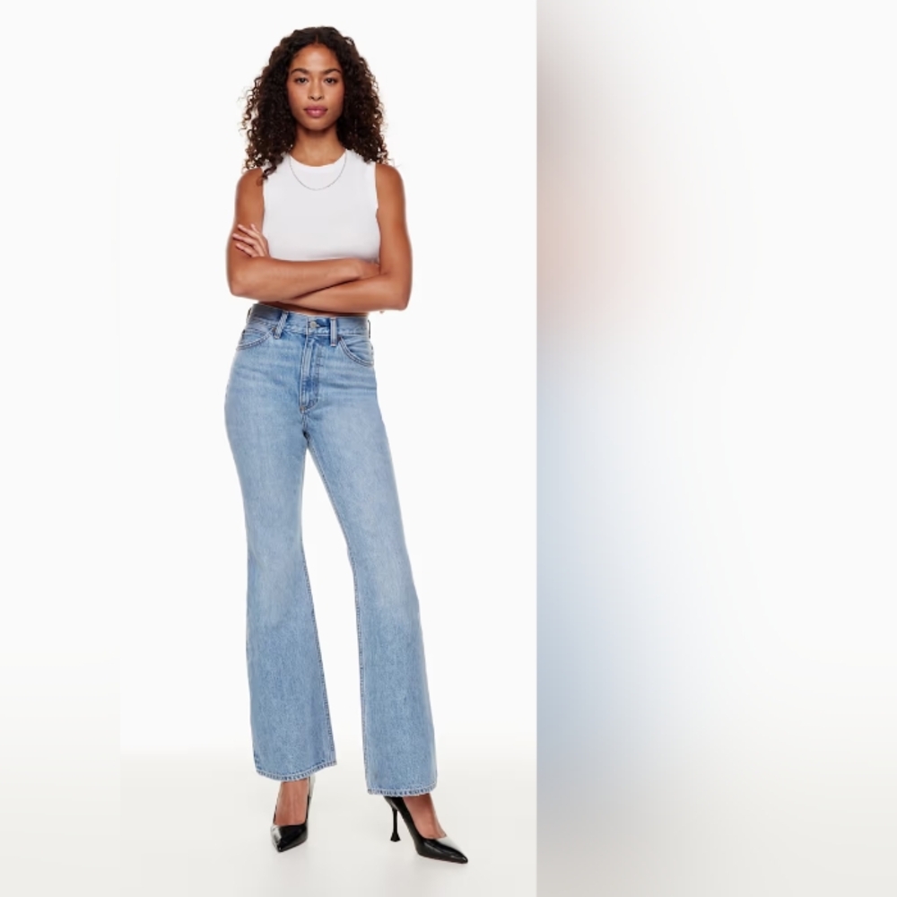 Denim Forum Marlene 60s High Rise Flare Jeans 5 Yrs Bleu With Love